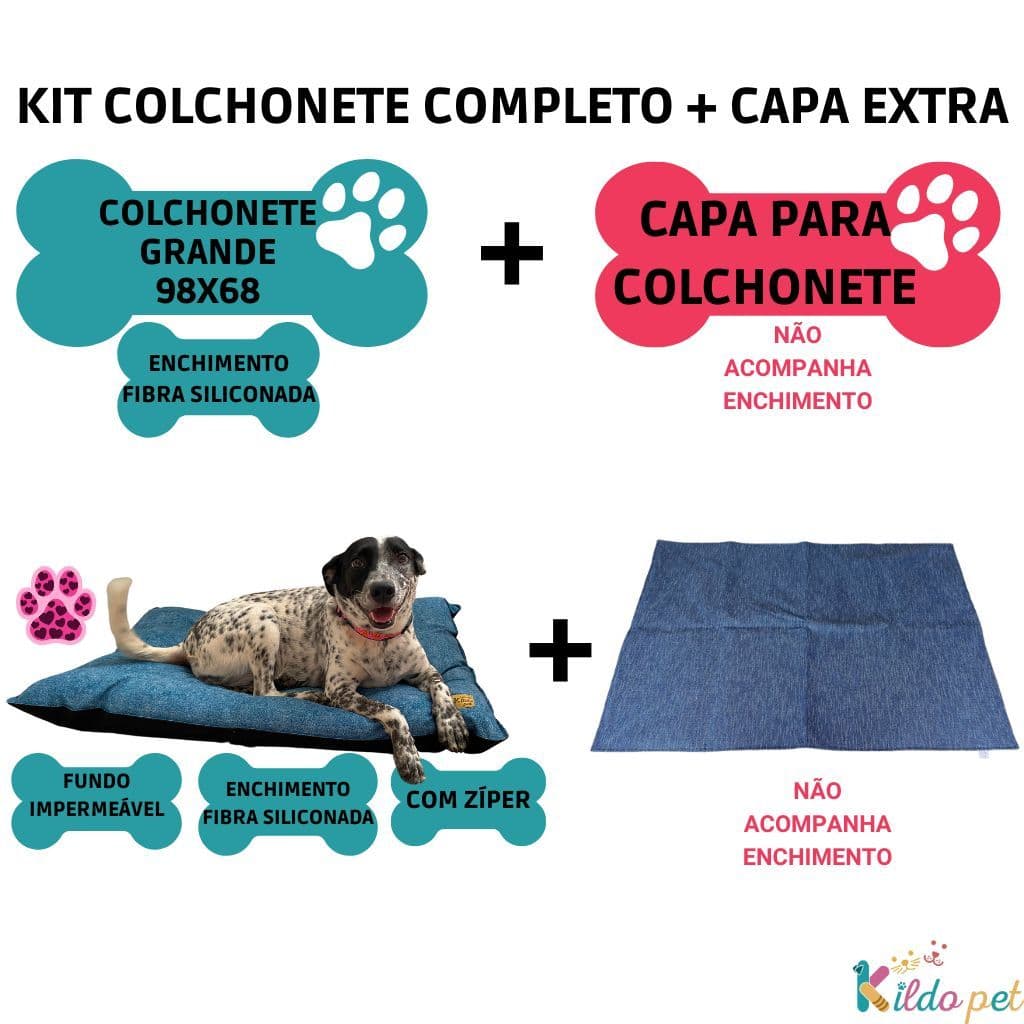 Kit de Colchonete Almofada Grande e Capa Extra Grande