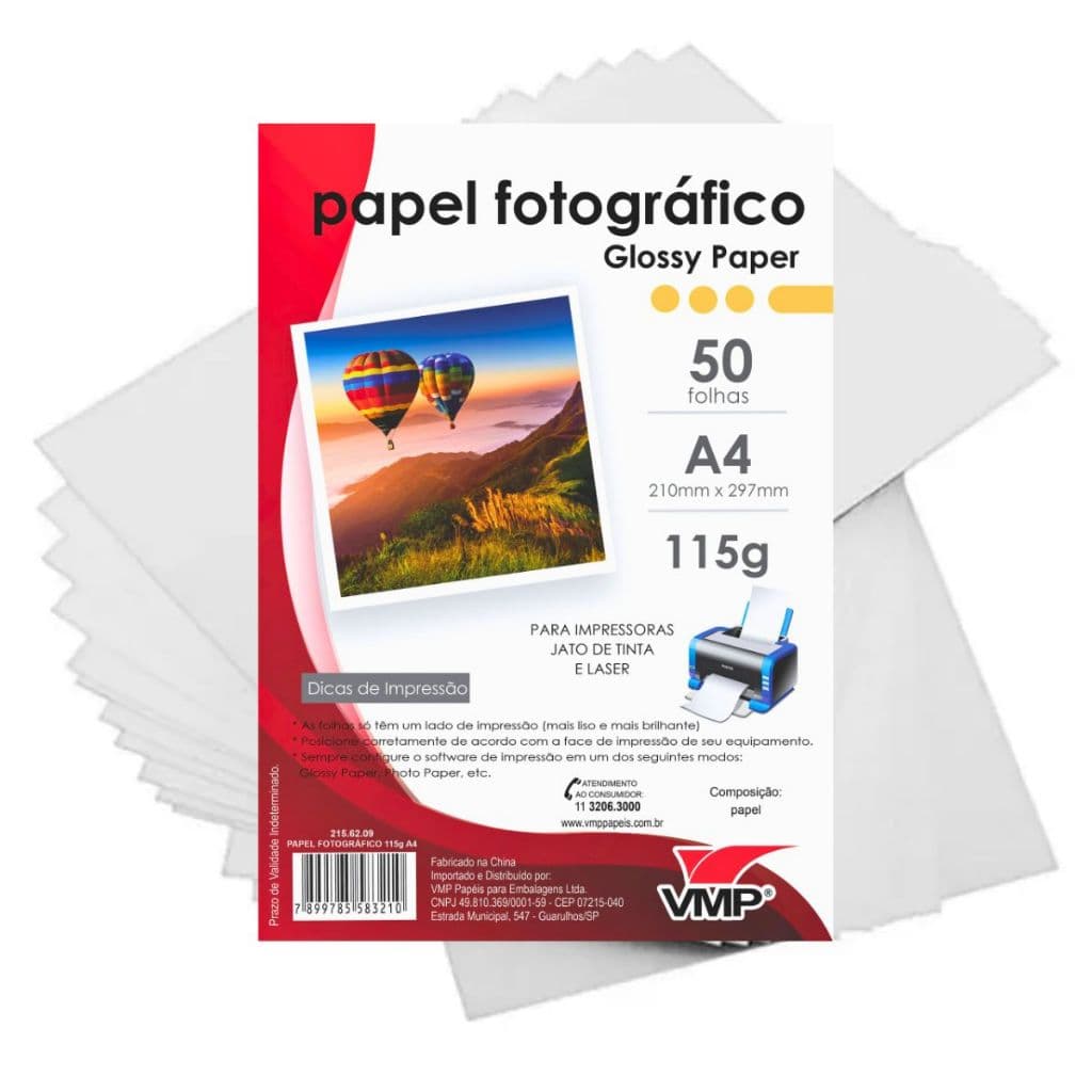 50/100 Folhas Papel Fotográfico Branco 115g Papel Impressão Foto A4 Papel Impressora Fotos Glossy