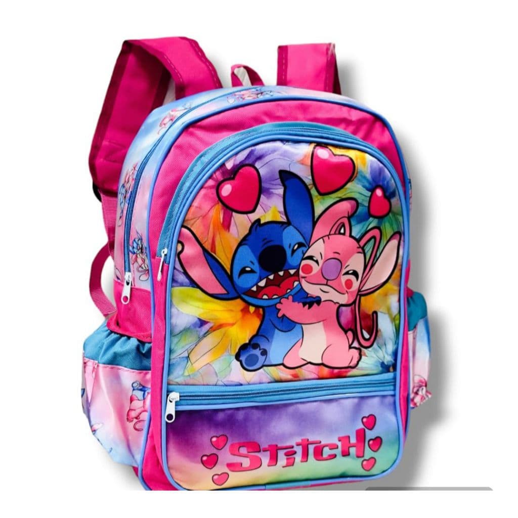 Mochila Infantil Juvenil Stitch Hulk Sonic Escolar Grande Personagem Resistente Leve Alça Reforçada