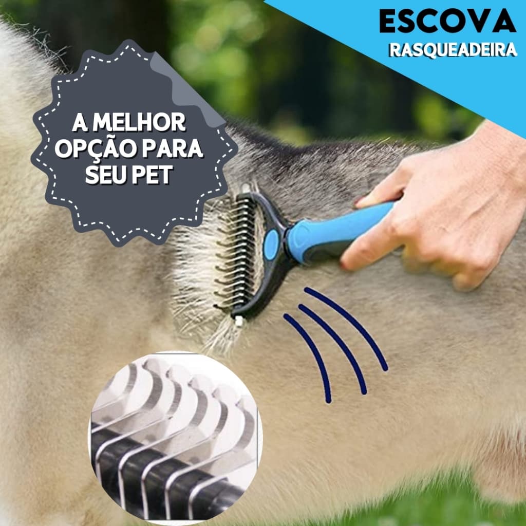 Escova Removedora Rasqueadeira Tira Pelos Mortos - Pet, Animais, Gato - AV