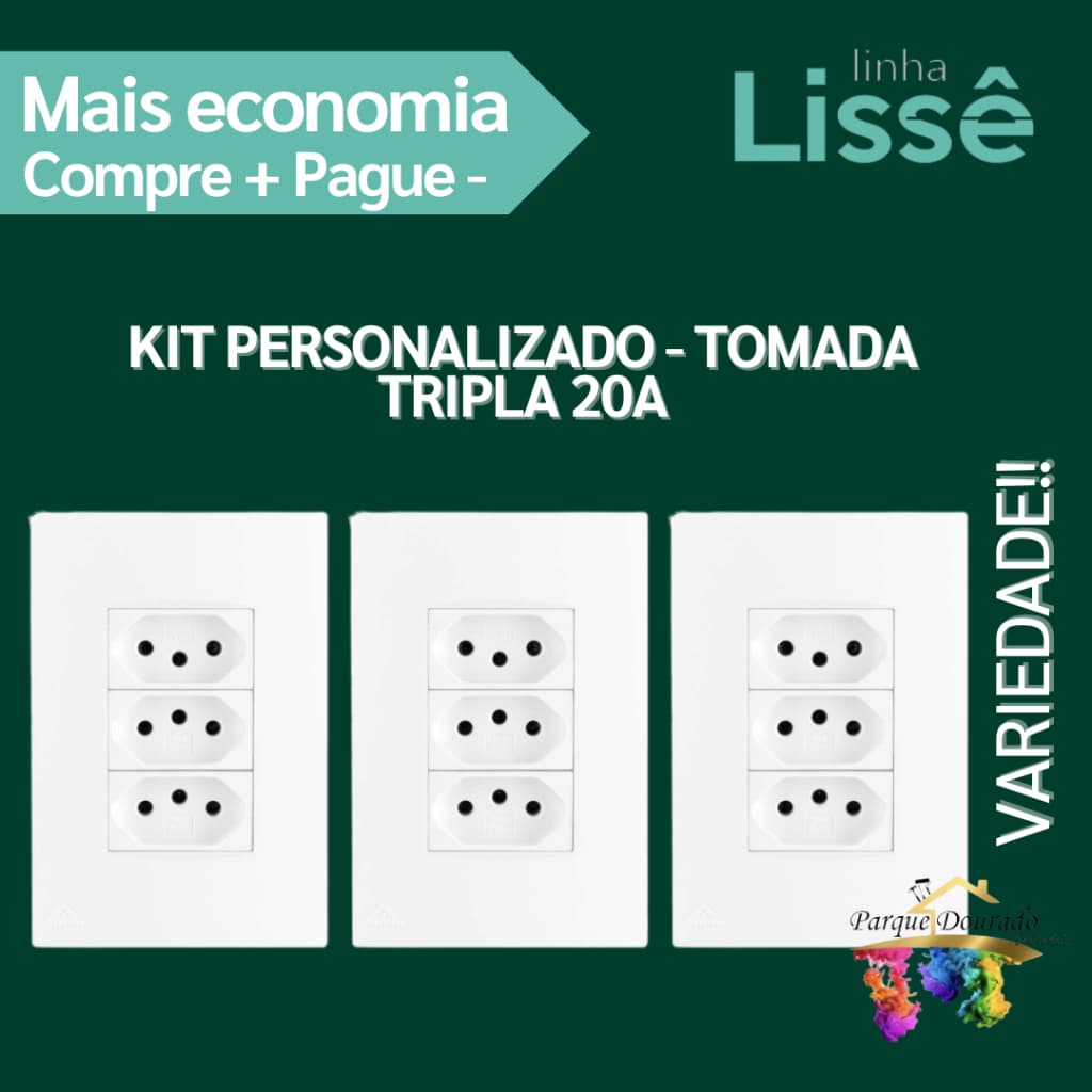 Kit Personalizado Tomada Tripla 20A - 3pçs