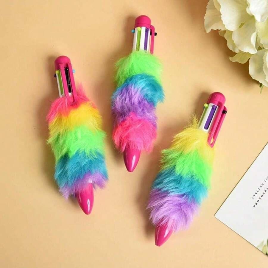 Caneta pompom 6 cores/ caneta pompom/ Caneta pompom aleatória bichinhos/volta às aulas/ Caneta diferente/ Caneta diverti