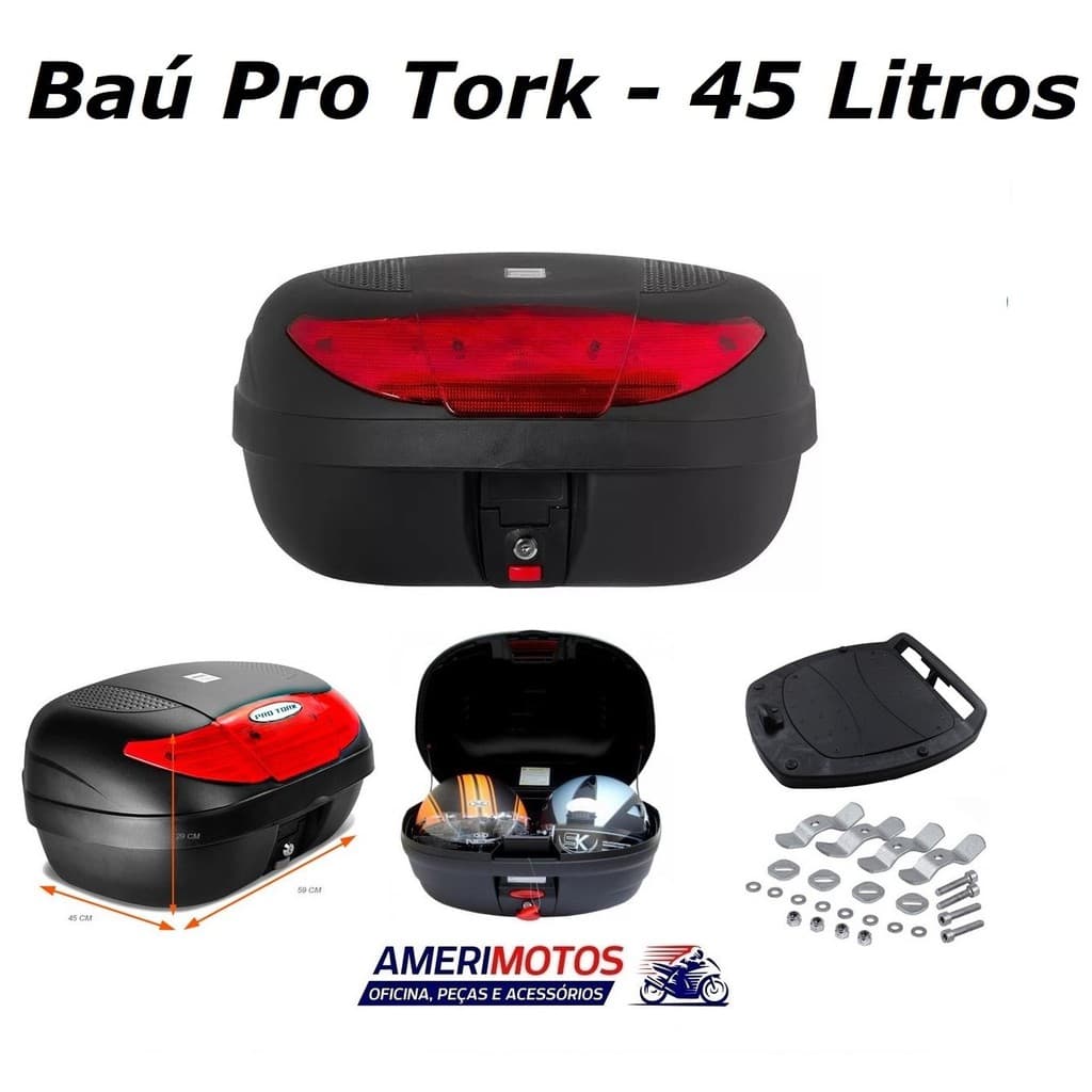 Baú Grande Moto Com Base Pro Tork  - Honda Yamaha