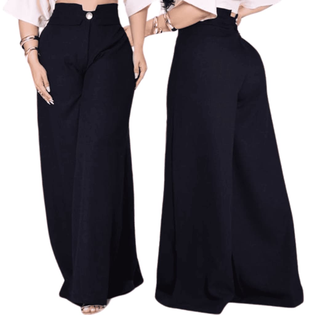 Calça Pantalona Feminina Linhão ,Sofisticada Vista com Elegância e Conforto Ziper e Botão Frontal