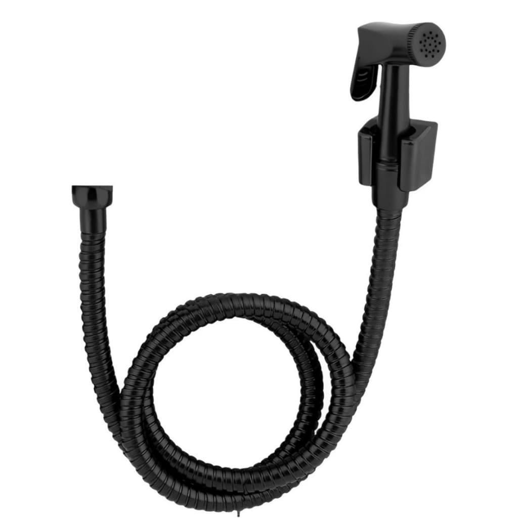 Mangueira para Ducha Higiênica 1,20m com Gatilho Metal + Suporte de Fixação Preto Fosco