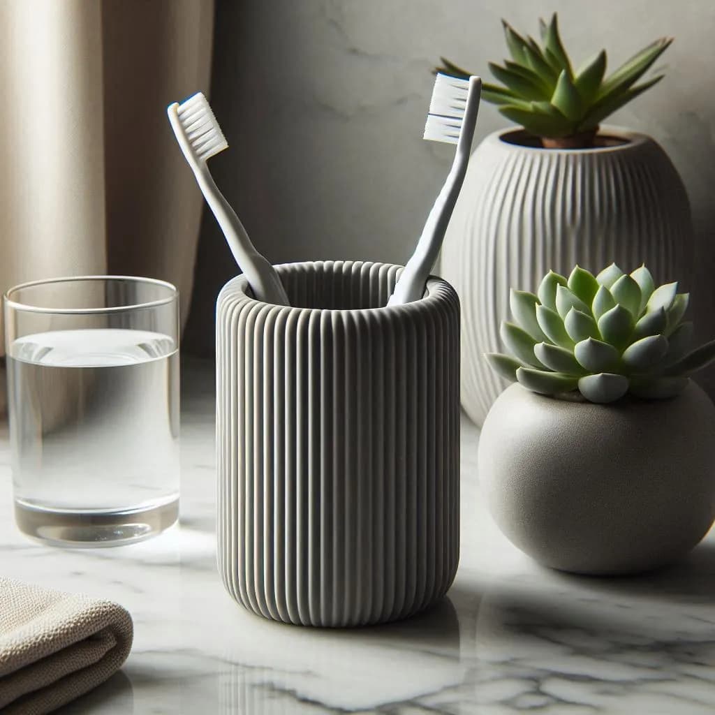 Porta Escovas Decorativo Com Design Minimalista Nervuras