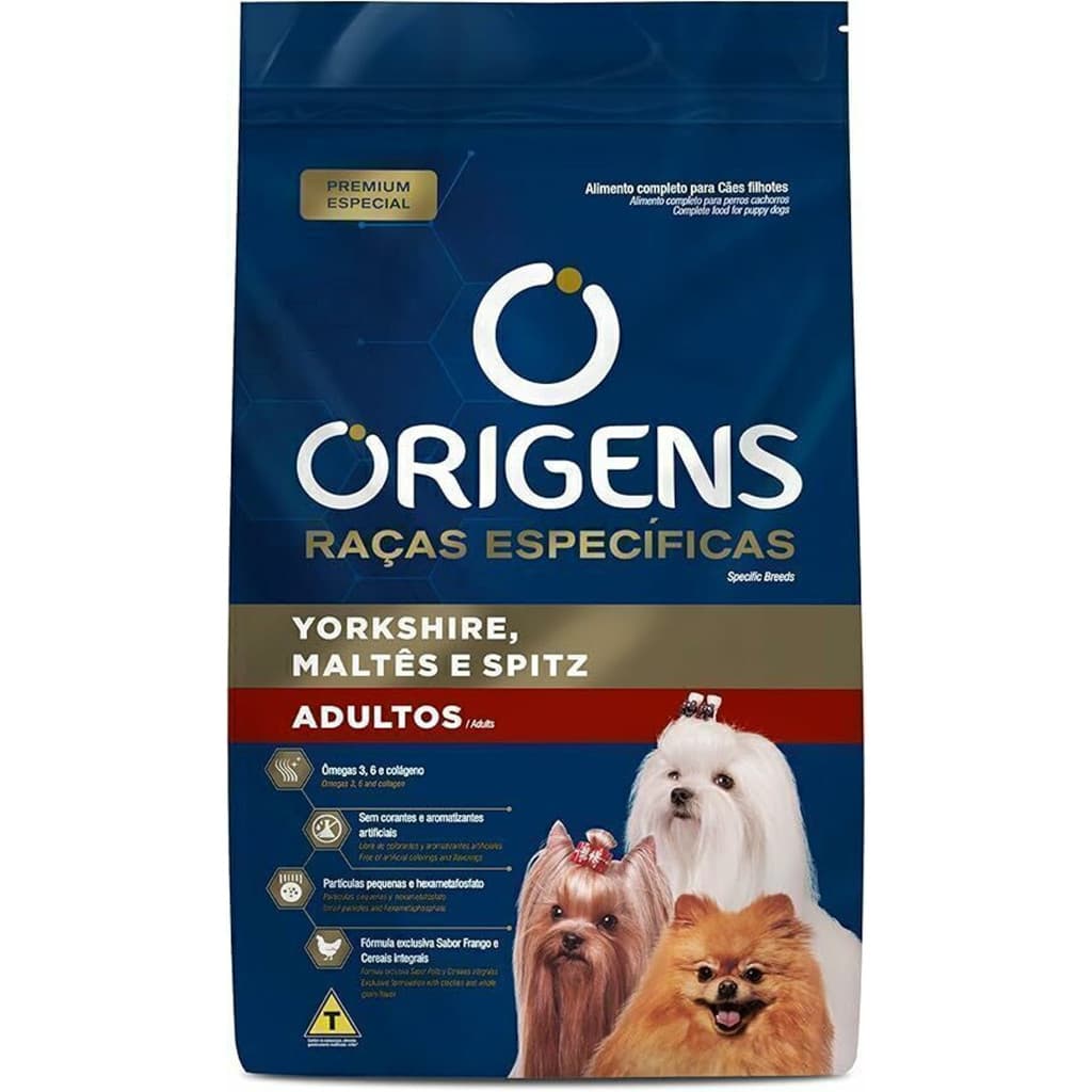 RACAO ORIGENS YORKSHIRE MALTES E SPITZ 3KG