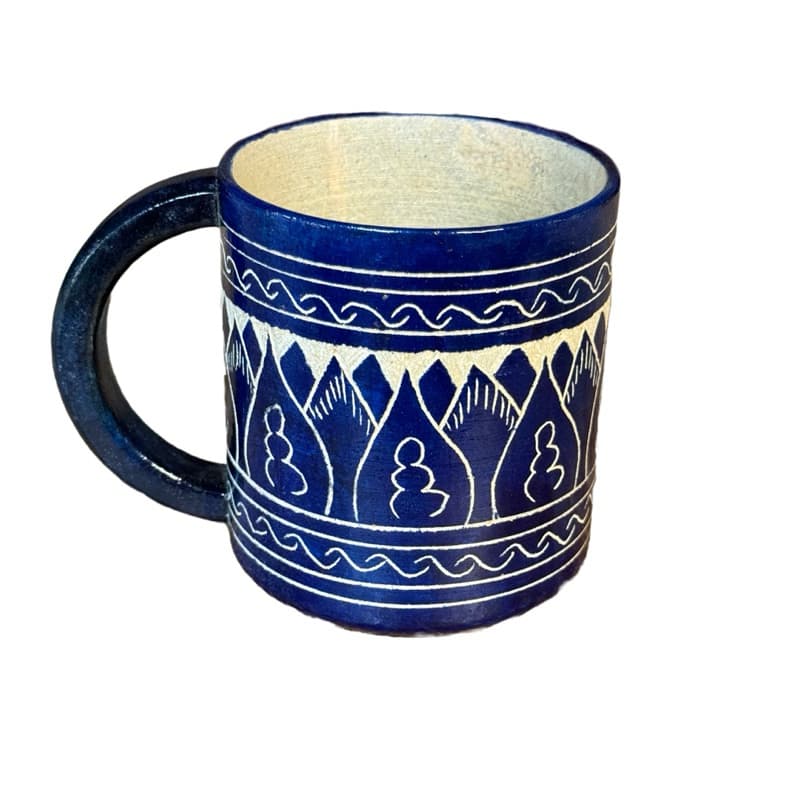 Caneca de Pedra Sabão Bordada Colorida 300 ml Copo Artesanal Detalhado