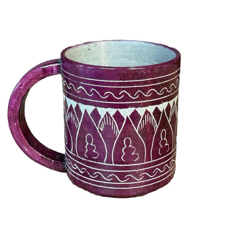 Caneca de Pedra Sabão Bordada Colorida 300 ml Copo Artesanal Detalhado