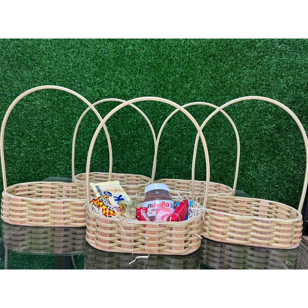 Kit Cestas de Madeira Oval tecido com fita sintética (opcional de 20cm e 25cm de largura)