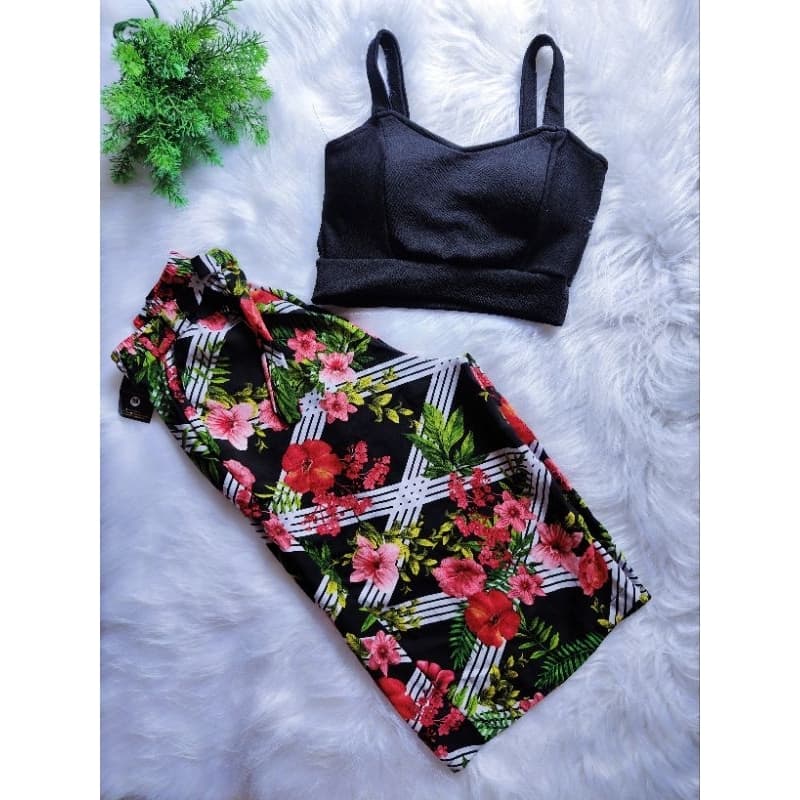 1 Conjunto regata + Pantacourt com bolsos, Regata M G GG cintura alta modinha verão elegante