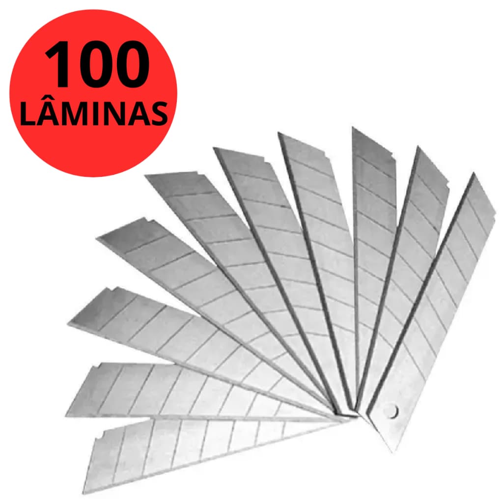 Lâmina para Estilete Grande 18mm Profissional Largo com 100 Unidades