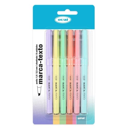 Pincel marca texto 6 cores pastel Oval