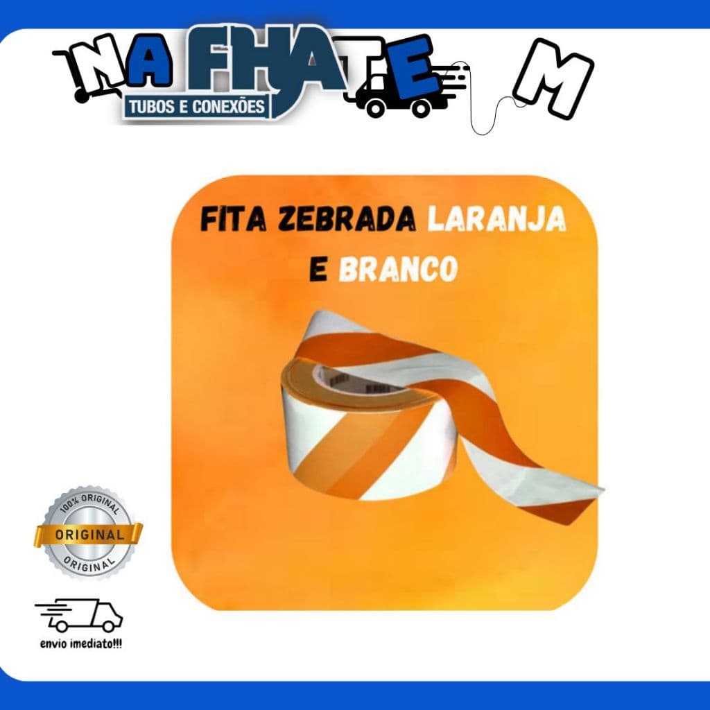 Fita Zebrada Laranja/branca / 7 cm x 100 mts