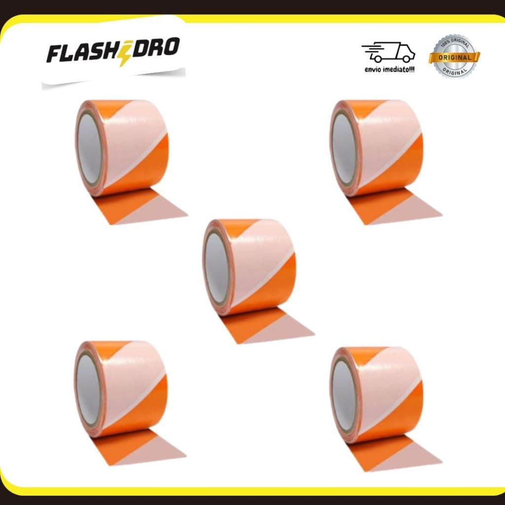 Fita Zebrada Laranja/branca / 7 cm x 100 mts Com 5 unidades