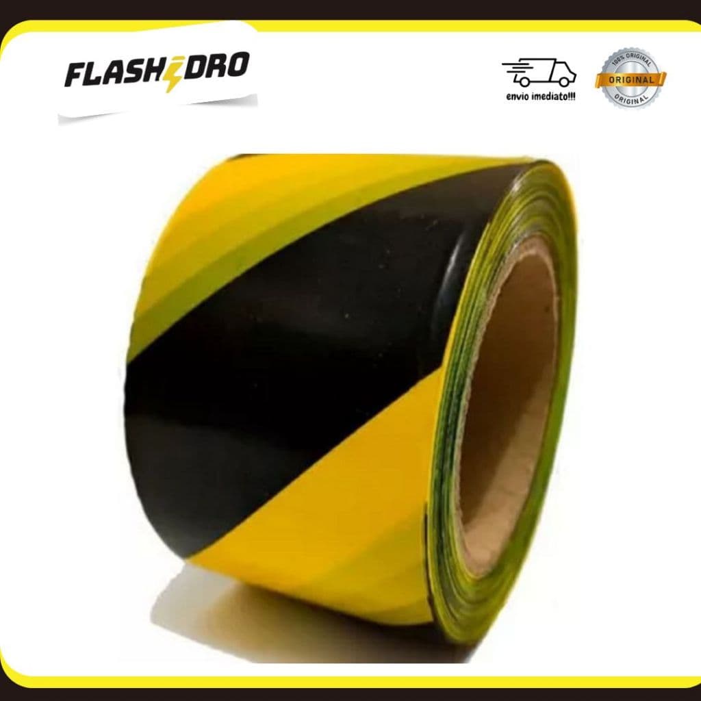 Fita Zebrada Amarela E Preta 0,7CM  X 200 Metros Isolamento