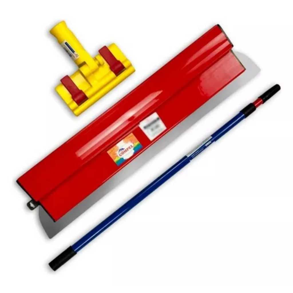 kit Desempenadeira Espatula Aço Inox compel 60cm + Suporte + Cabo extensor 2 metros Massa Corrida