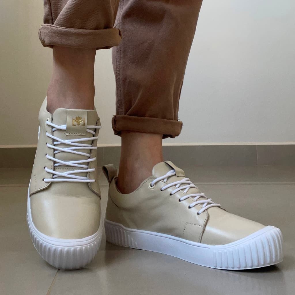 Tênis Feminino Conga Flat Marca Lirom Fashion Blogueira Em Couro Legitimo