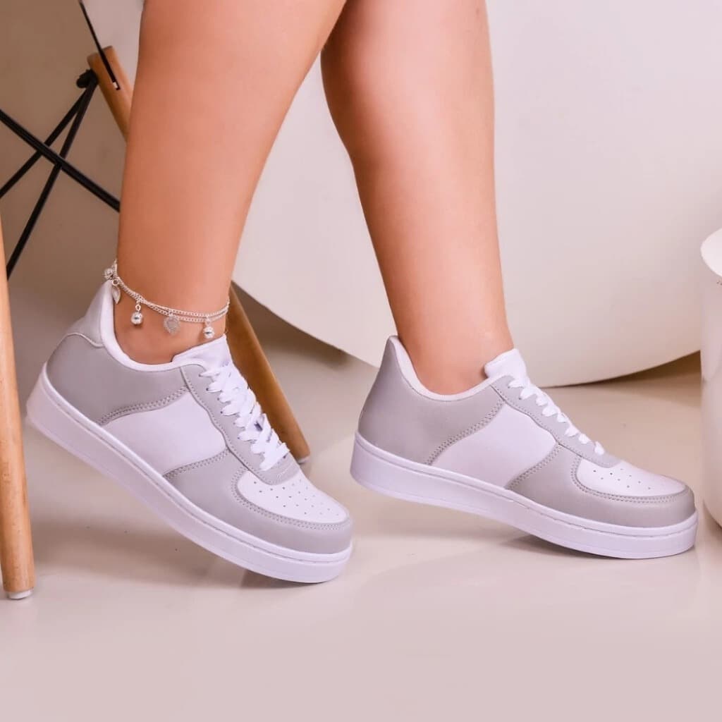 Tênis Feminino Confortável Caramelo Branco Cinza Casual Tendência