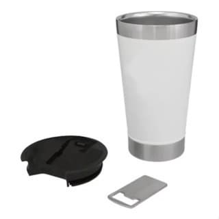 Copo Térmico Premium Aço Inox Com Tampa E Abridor Branco