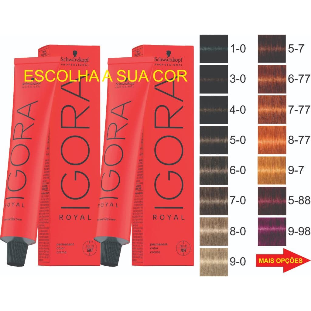 KIT 2 COLORAÇÕES IGORA ROYAL 60ML OU 2 OX 60G SCHWARZKOPF PROFESSIONAL - ESCOLHA A SUA COR