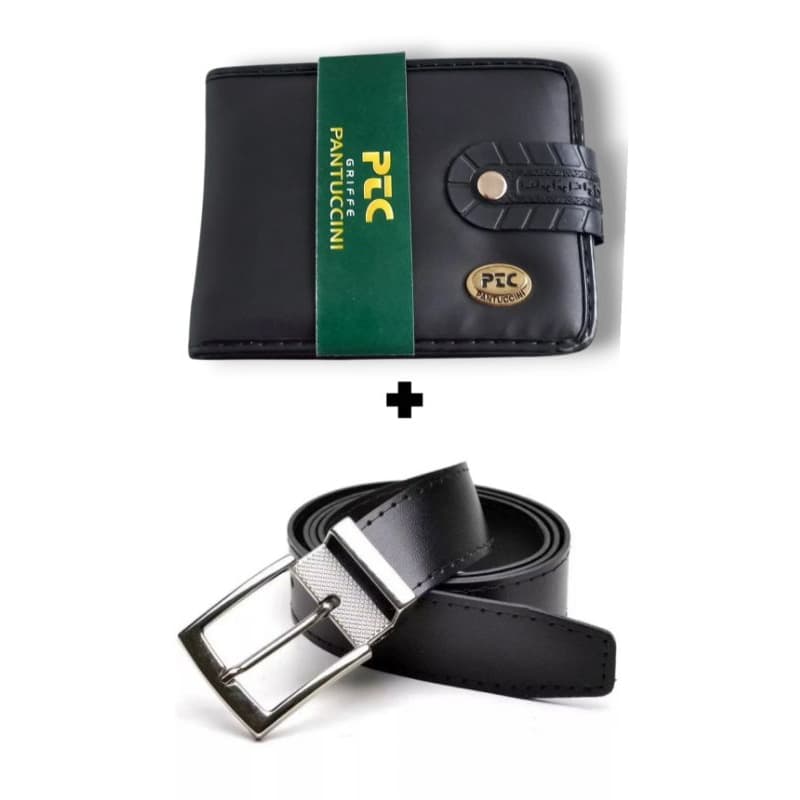 KIT 1 CINTO MASCULINO + UMA CARTEIRA DE BOTÃO