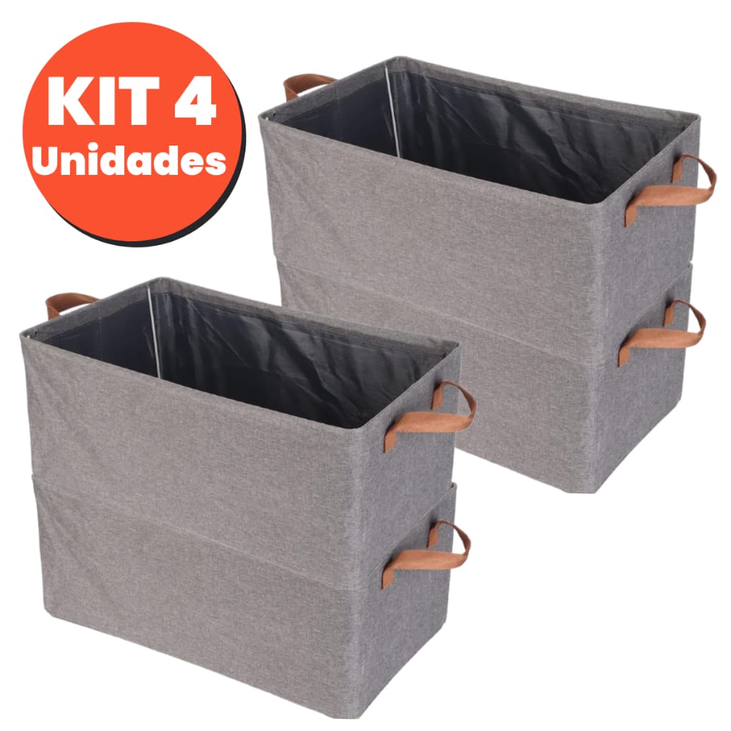 Cesto Organizador Multiuso Guarda Roupa Empilhavel Grande Kit 4 Unidades