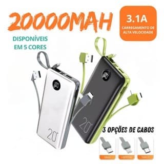 Power Bank 20.000mah Carregador Rápido Com Display Portátil iPhone E Samsung Usb-c