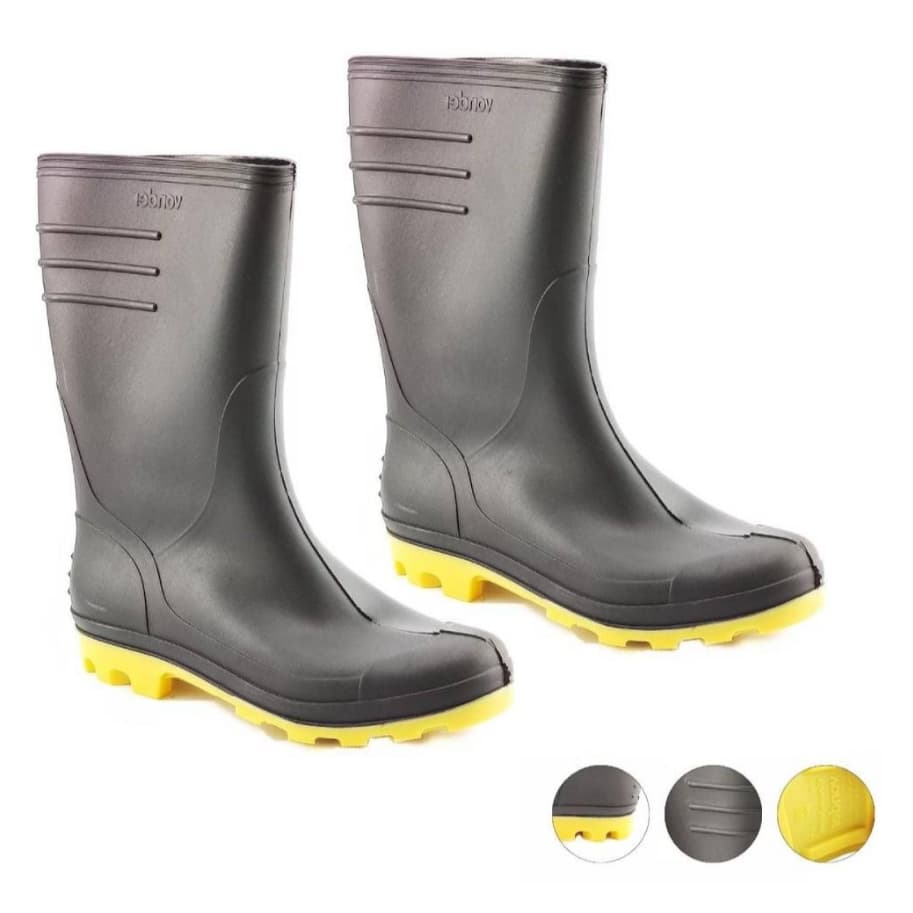 Bota PVC Galocha Motociclista Impermeável Cano Médio para Chuva VONDER