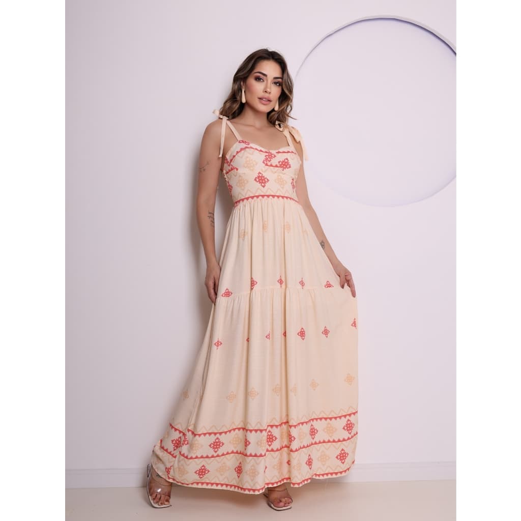 Vestido Longo Estampado Lançamento Moda Feminina COD 125