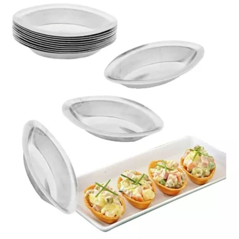 12 unidades de forminhas oval barquete folha flandres