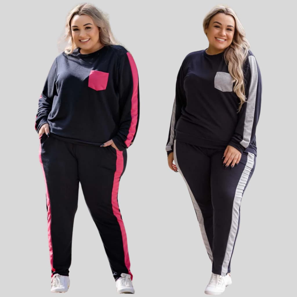 Conjunto Plus Size Feminino com Recorte e Bolso