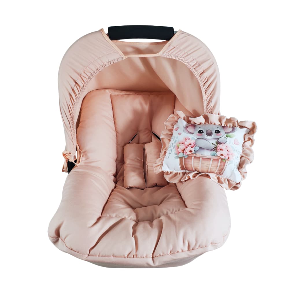 Capa de Bebê Conforto Com Capota, Protetores de Cinto + Almofadinha Estampada