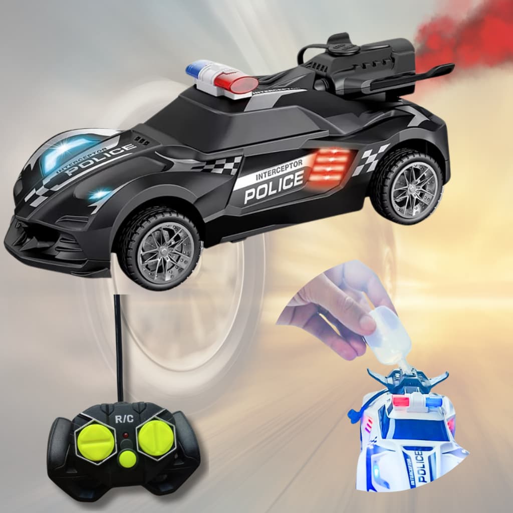 Carrinho Controle Remoto Solta Fumaça com Luz Policia Recarregavel Premium Crianças Natal Presente