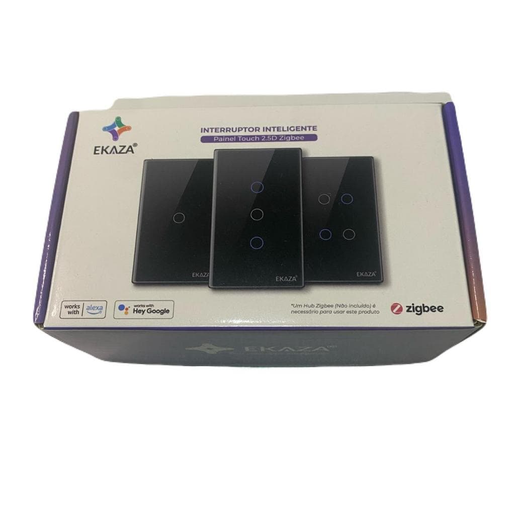 Interruptor Inteligente 2 Botoes Preto 4x2 Zigbee Ekaza