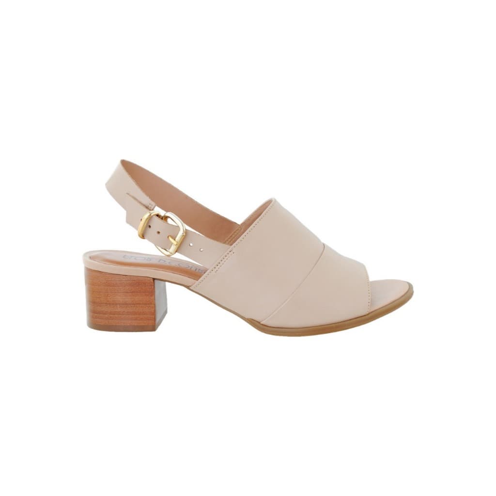 Sandália Feminina Flor D'Couro Salto 5cm Faxetado Couro Legítimo 8019