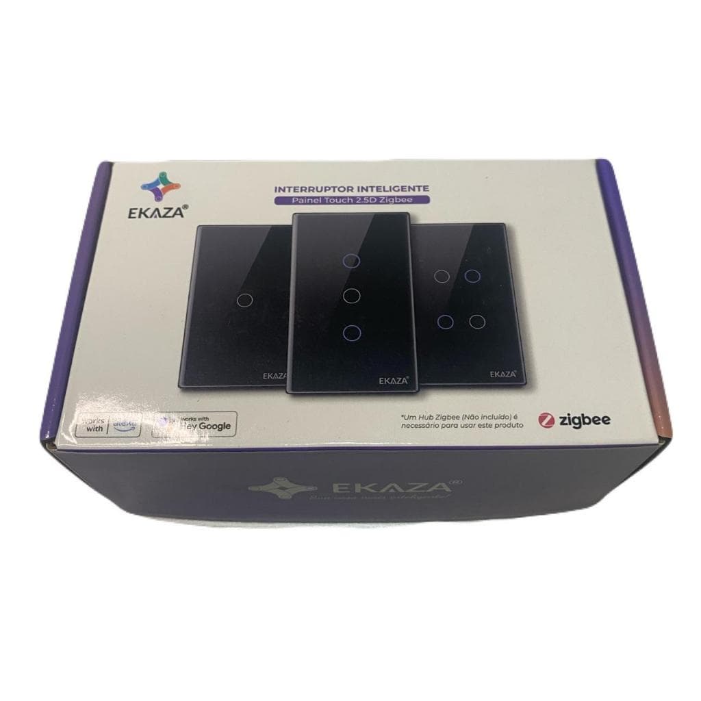Interruptor Inteligente 3 Botoes Preto 4x2 Zigbee Ekaza