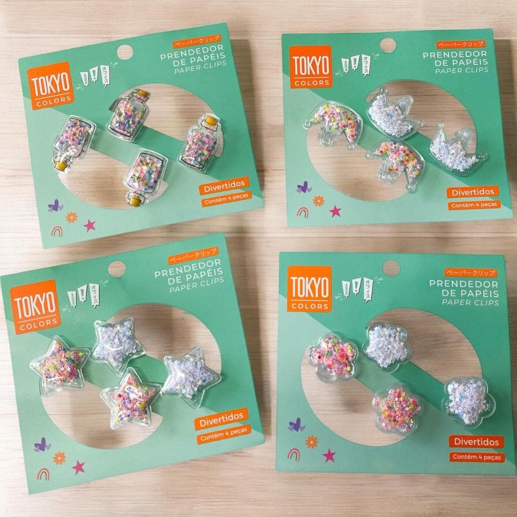Kit Prendedor de Papel  Multiarte--( 1 CARTELA CONTÉM 4 PRENDEDORES)