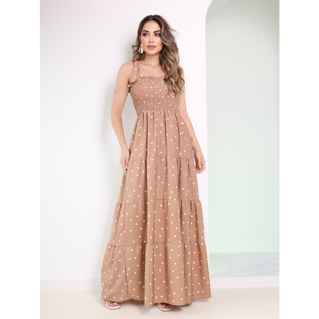 Vestido Longo de Crepinho Poa | Elastec