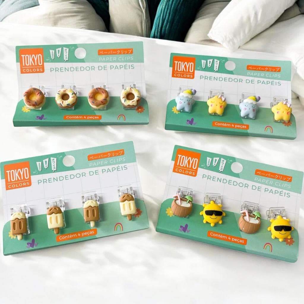 Kit Prendedor de Papel  Multiarte ( 1 CARTELA CONTÉM 4 PRENDEDORES)