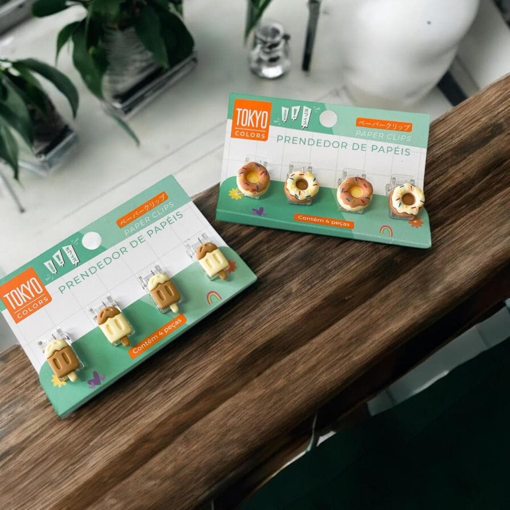 Kit Prendedor de Papel  Fofo Toyko Design( 1 CARTELA CONTÉM 4 PRENDEDORES)