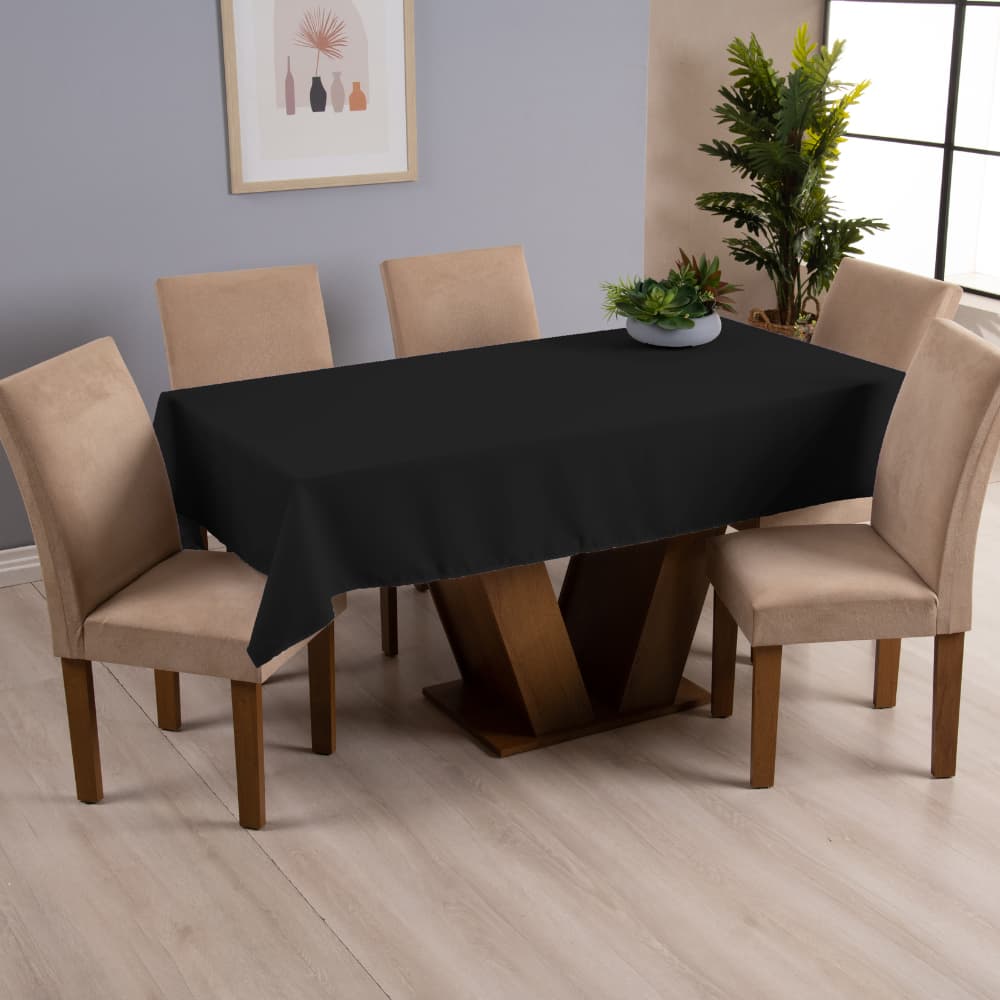 Toalha de Mesa 4 6 e 8 Lugares Oxford - Preto