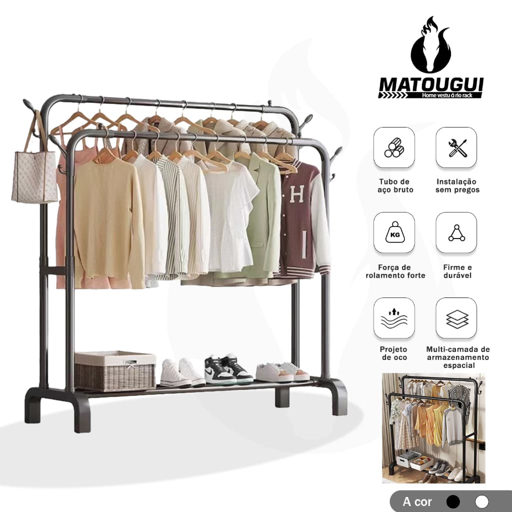 [Matougui] Arara de Roupa Cabideiro estante organizadora suporte para sapatos