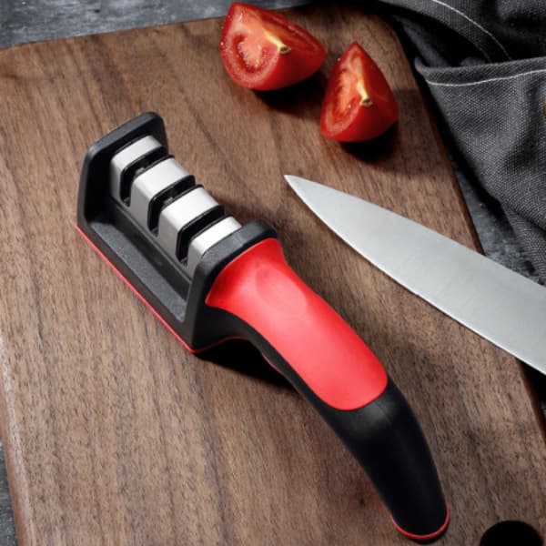 1Pcs Amolador Afiador De Facas Em Aço Inox Profissional Com 3 Afiadores Profissional 21.5x5,8x5,1 CM