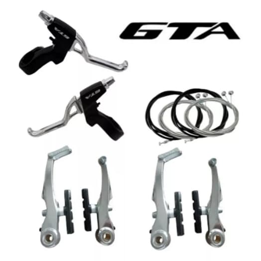 Kit Completo de Freio V-Brake em Alumínio PRETO ou POLIDO para Bicicletas Aro 20 24 26 29