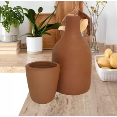 kIT Moringa De Barro Mini Jarra Garrafa Agua Talha Kit Com Copo EM CERAMICA DE ALTA QUALIDADE