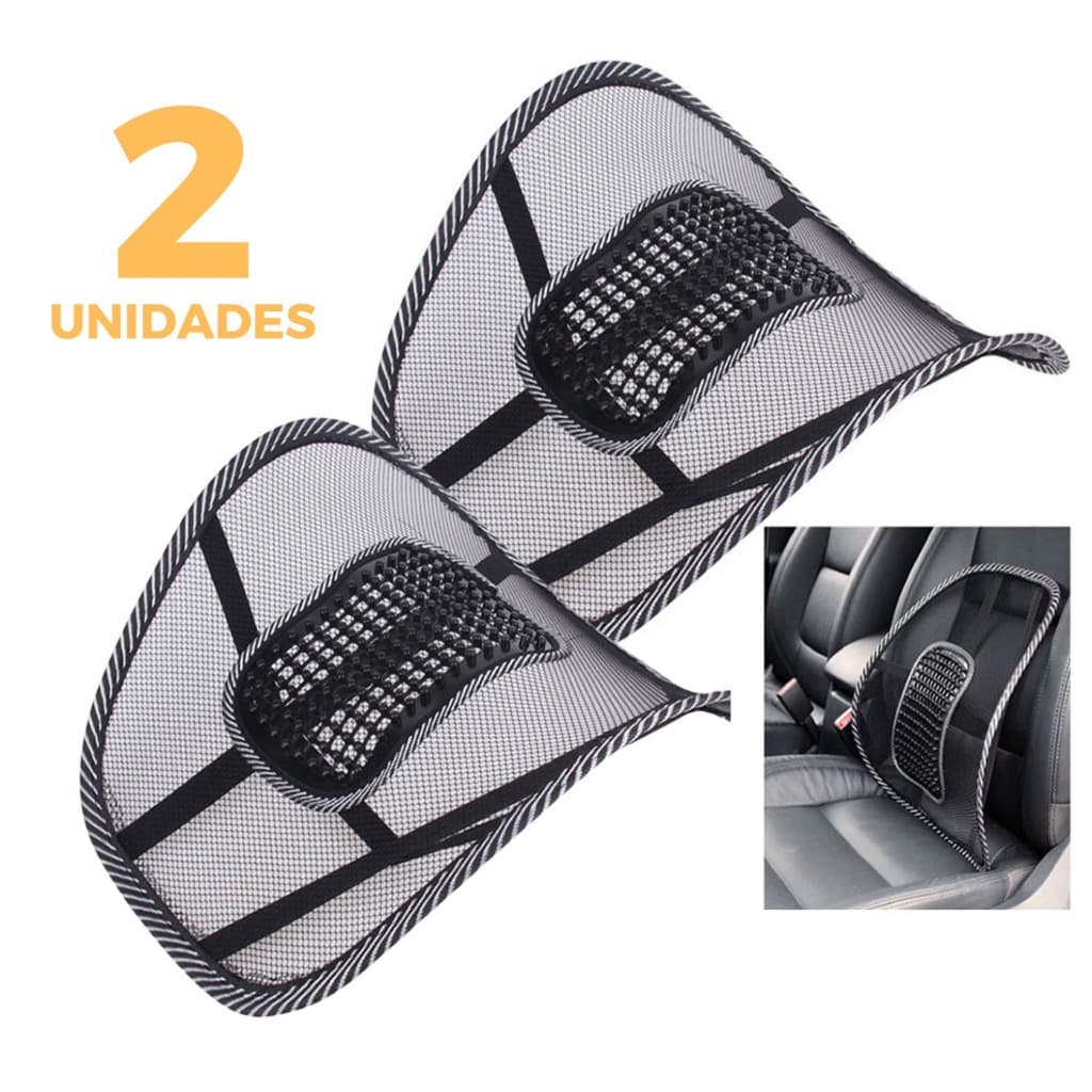 Kit 2 Unidades Encosto De Cadeira Banco de Carro Para Lombar Ortopédico Massageador Escritório Uber Melhora de Postura