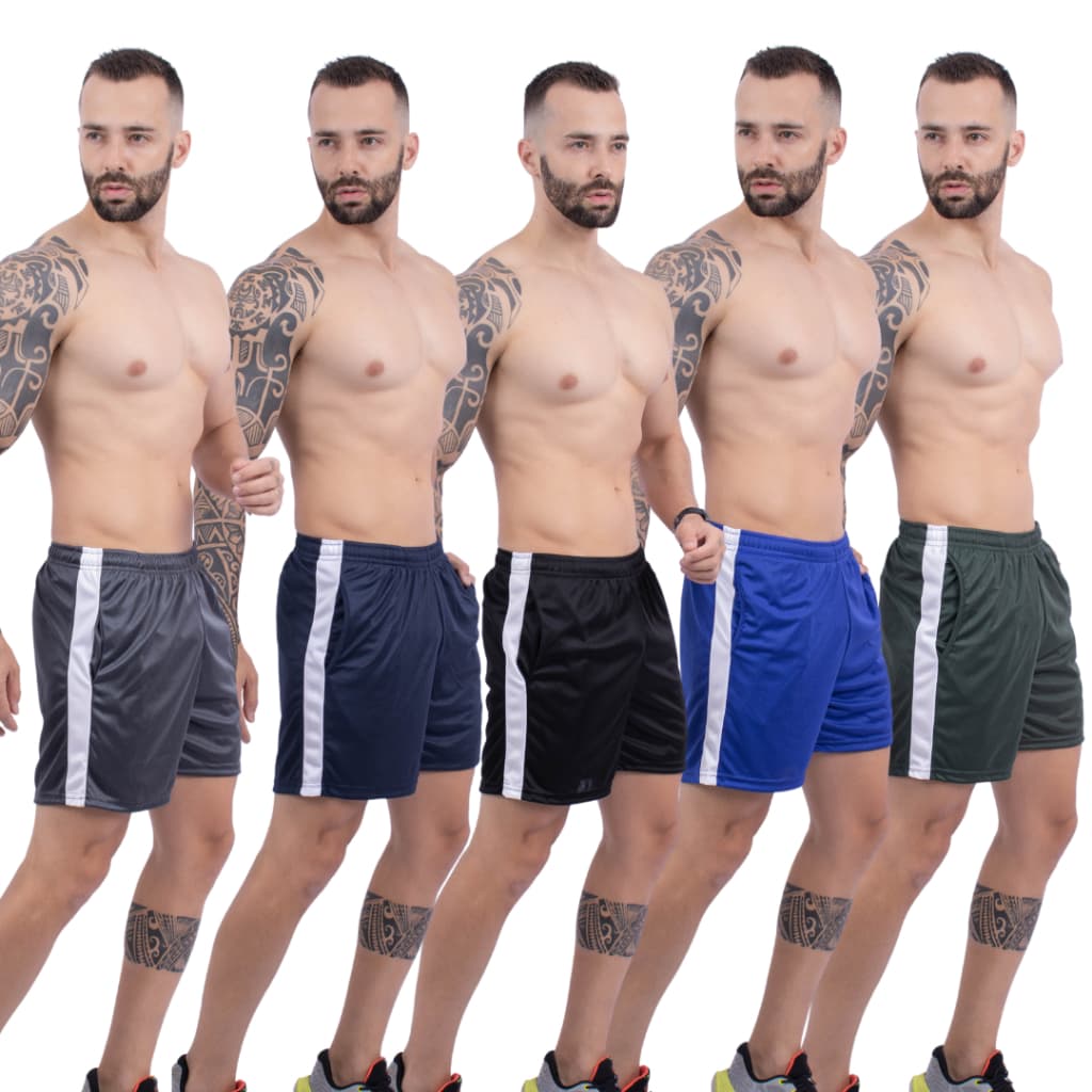 Bermuda Masculina Fit Listras Laterais Cores Fitness Para Academia e Atividade Física