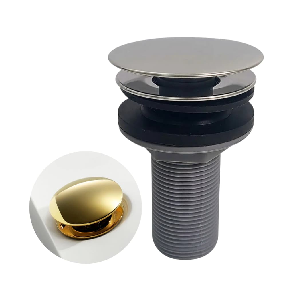 Válvula Click Lopazzi  Ralo Dourada Para Pia Cuba Lopazzi Lavatório Banheiro Lavabo Conexão 7/8 Aço Inox 304 Luxo