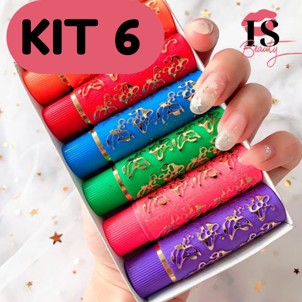 Kit 6 Batom Mágico - Bella Femme Cosméticos - 24H de Duração Hidratante Muda de Cor